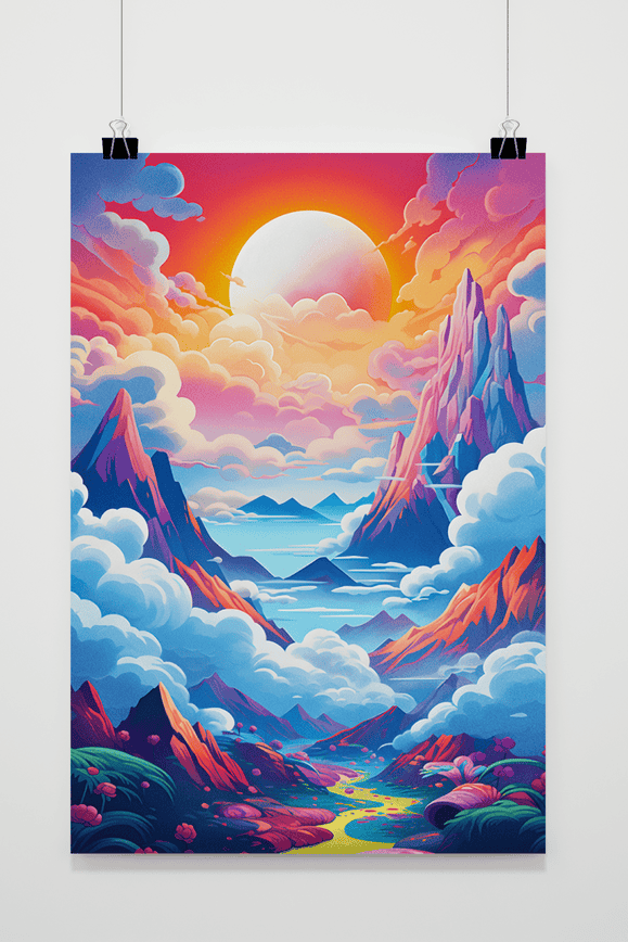 Póster Vista de Montaña con Sol de 25 Artstreet