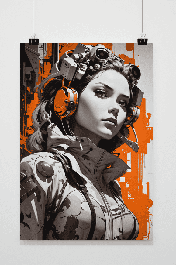 Póster Naranja Blanco Futurista de 25 Artstreet