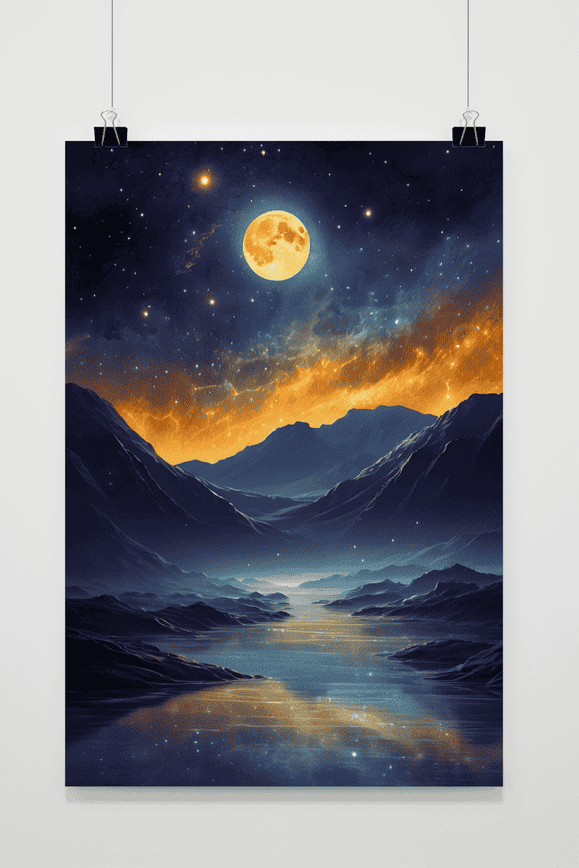 Affiche Clair de Lune sur les Alpes