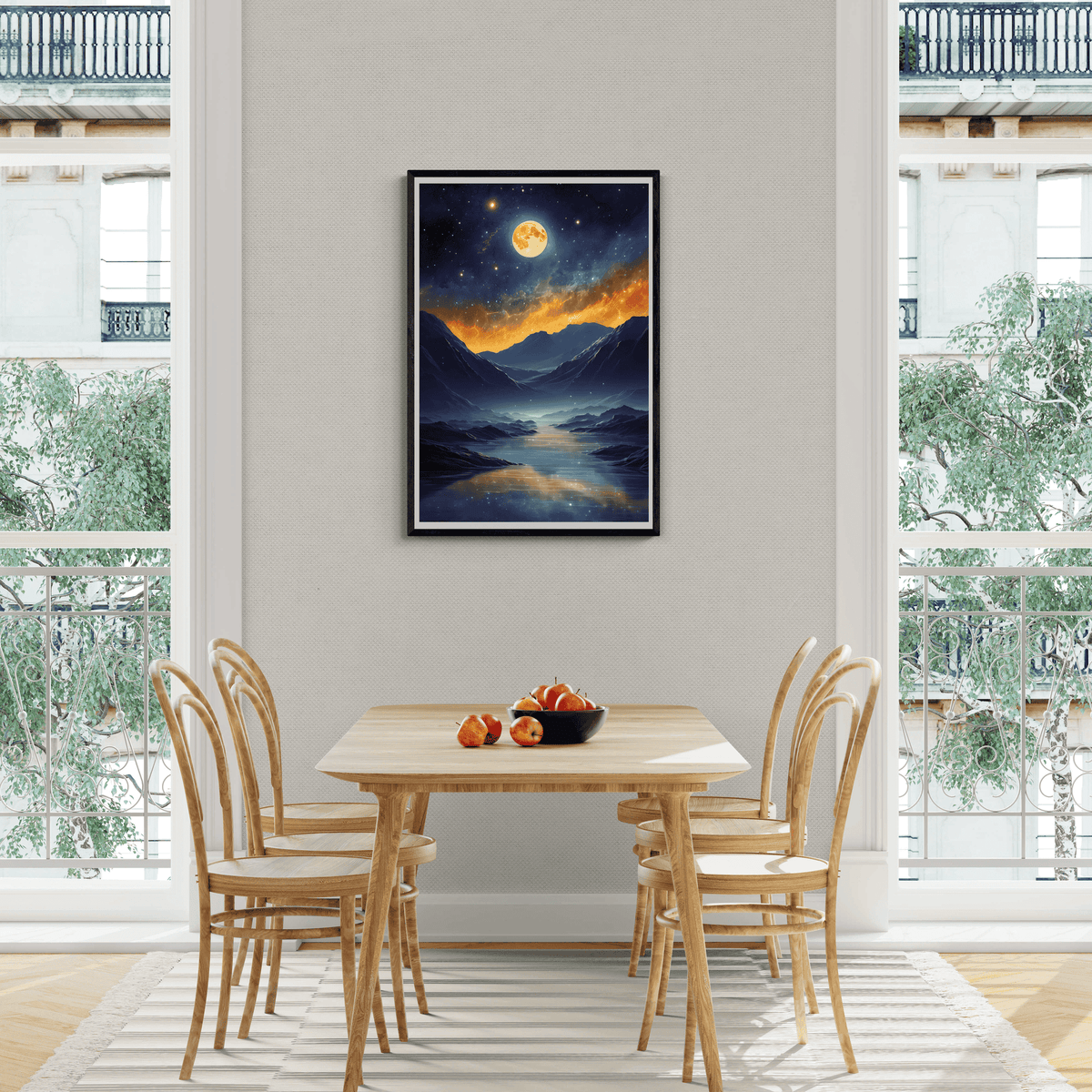 Luz de Luna sobre los Alpes en un interior