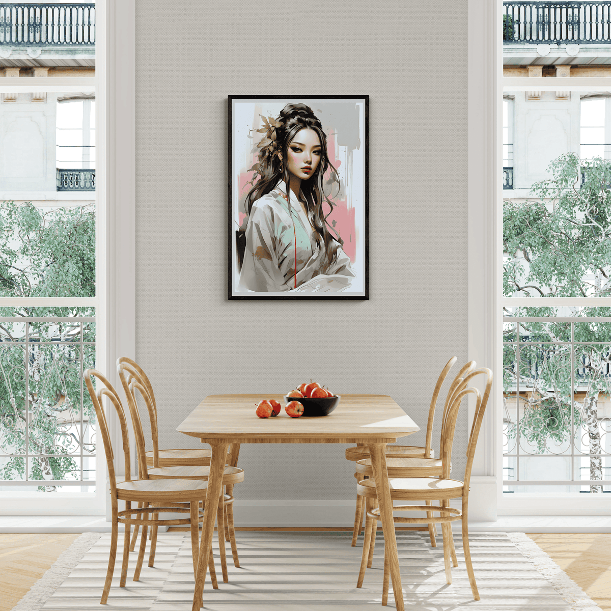 Geisha Rosa en un interior