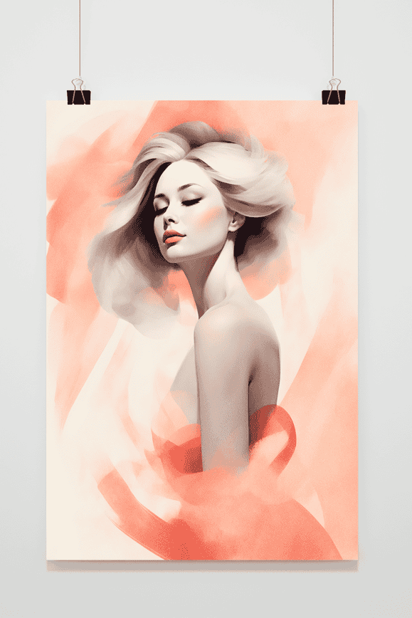 Póster Abstracto Rosa Pastel de 25 Artstreet