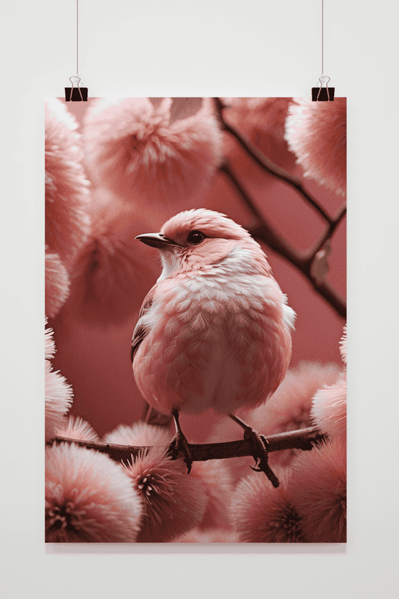 Affiche Moineau Rose