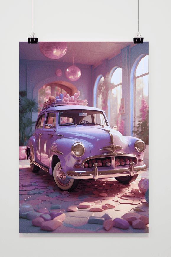 Póster Coche Rosa