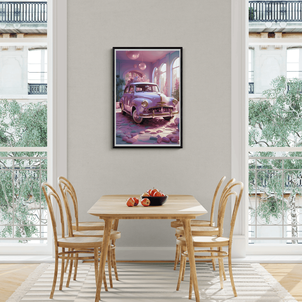 Roze Auto in interieur