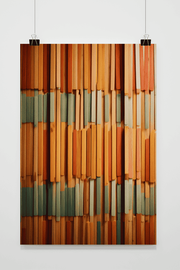 Holzstäbchen Kunst Blau Poster