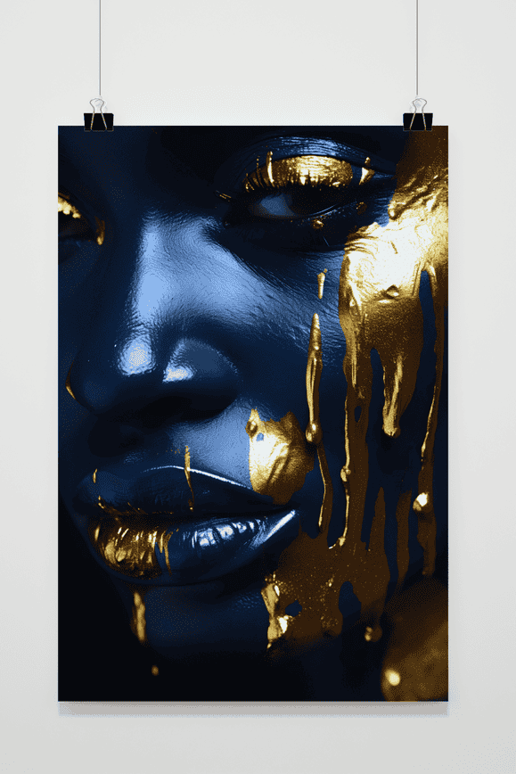 Póster Rostro Dorado Azul de 25 Artstreet