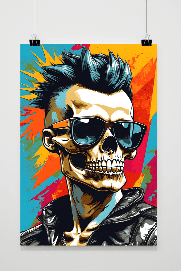 Skelett Punk Poster