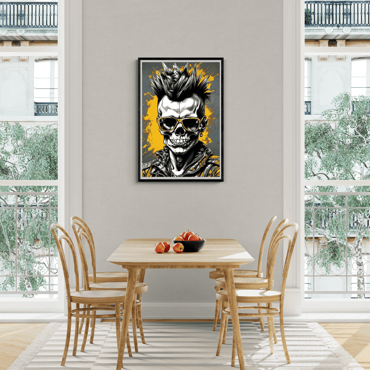 Esqueleto Punk Amarillo en un interior