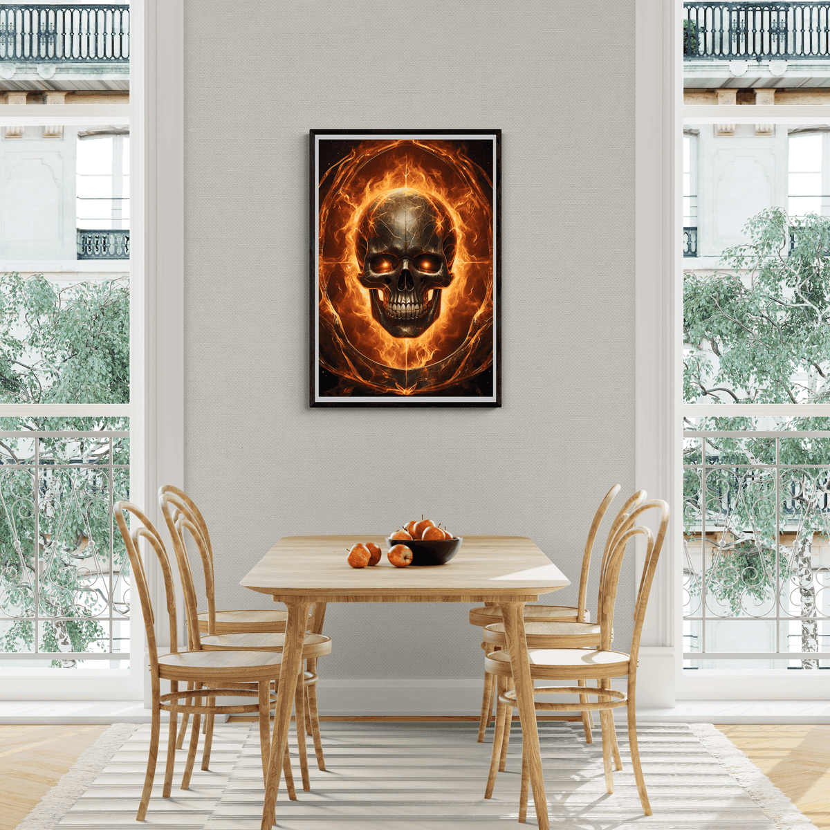 Calavera en Llamas en un interior