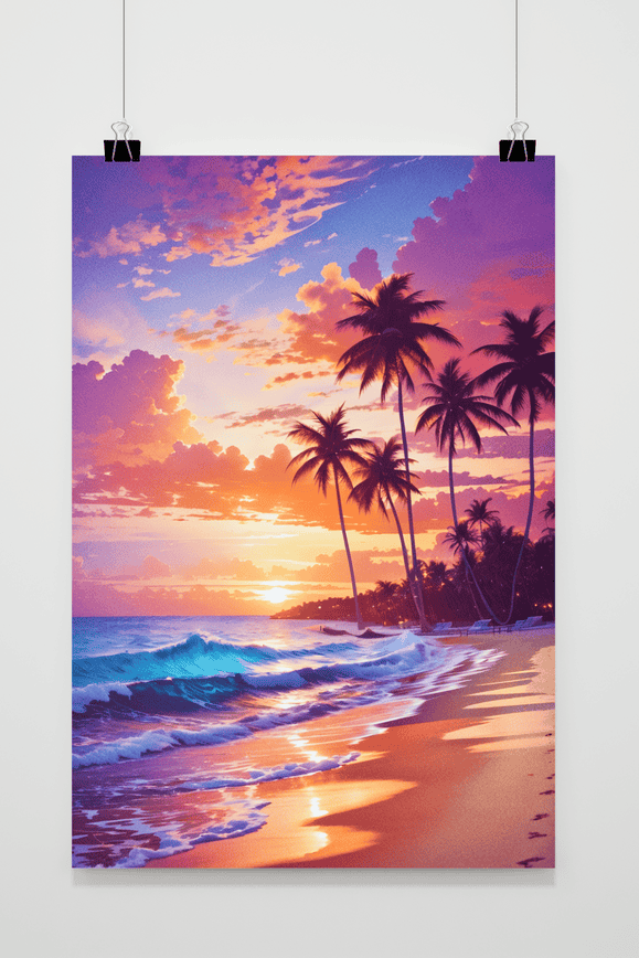 Póster Playa con Palmeras de 25 Artstreet