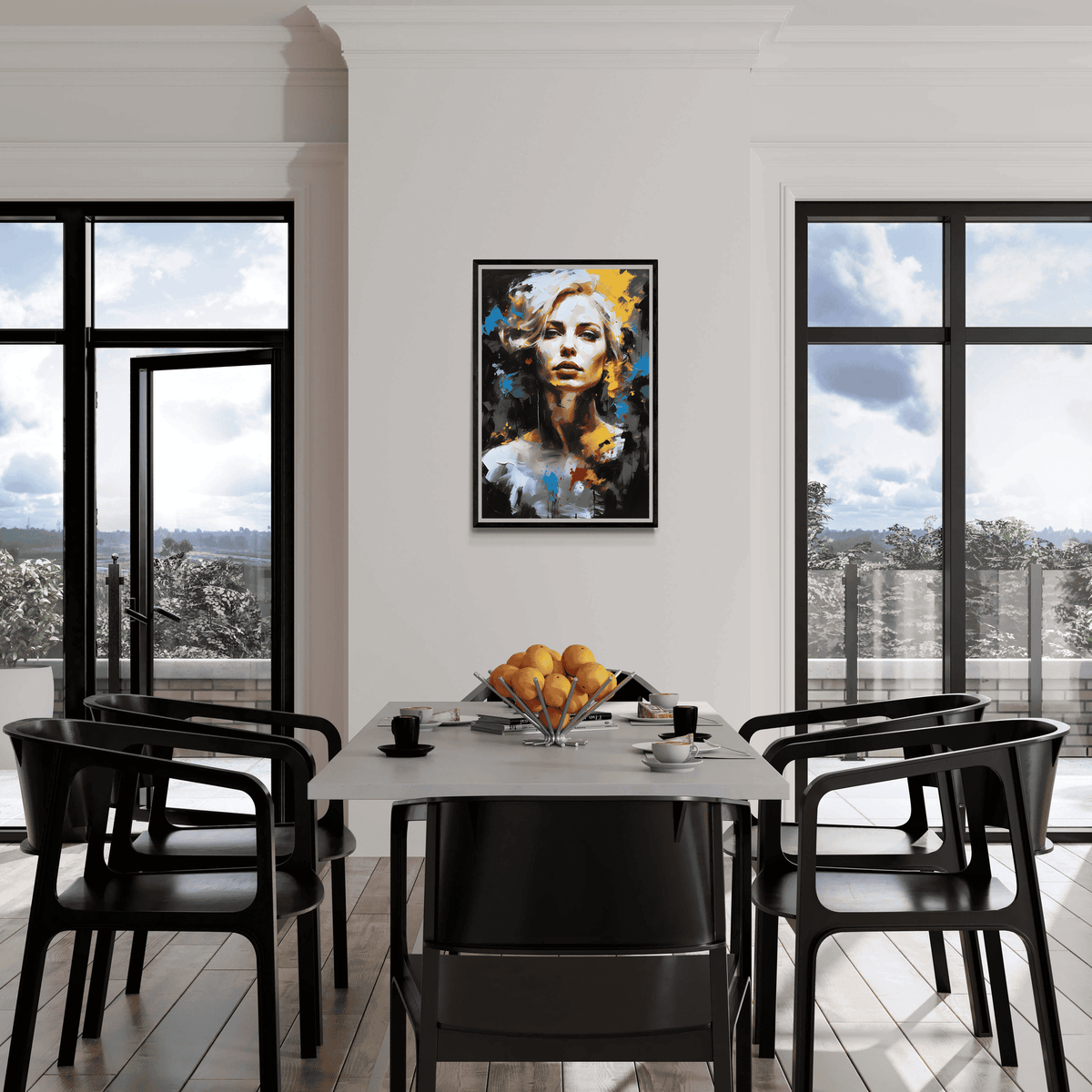 Mujer Pintura Amarilla en un interior