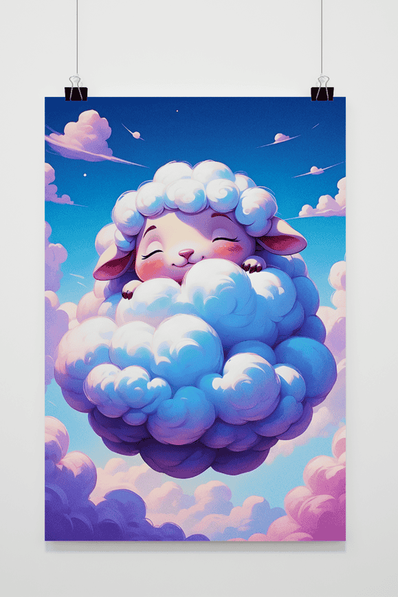 Affiche Petit Mouton dans un Nuage