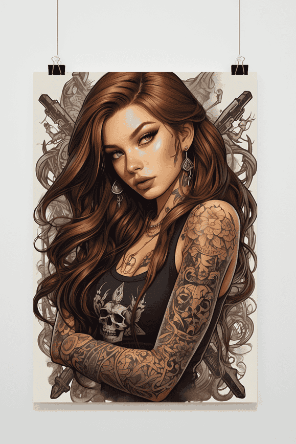 Tattoo Frau Rebel Poster