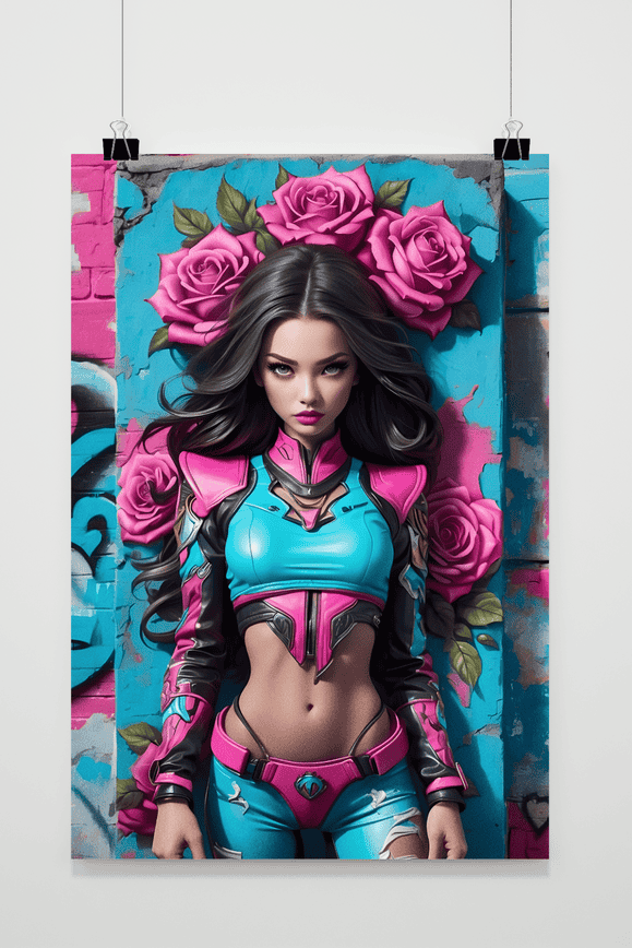 Cyan Roze Vrouw poster