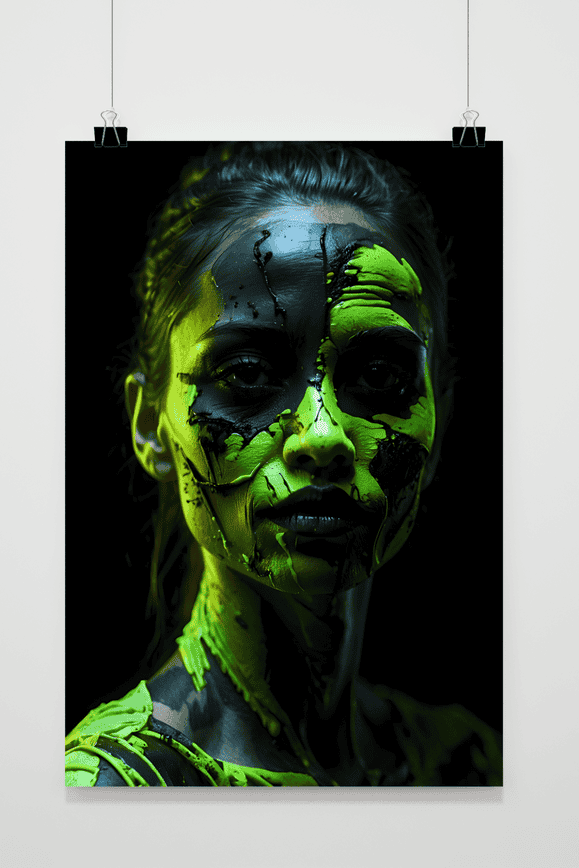 Groene Neon Vrouw poster