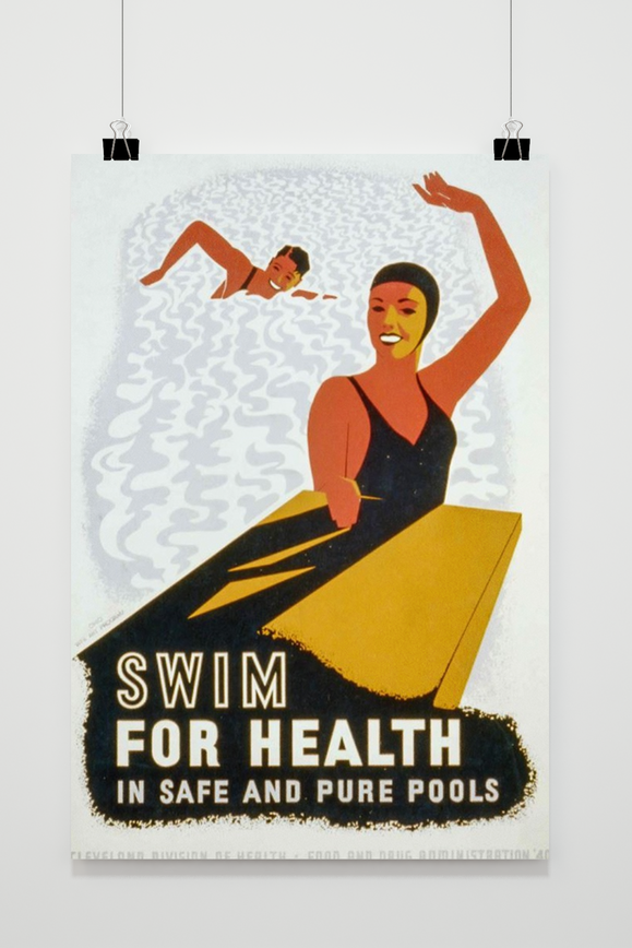 Póster Anuncio de Natación Vintage de 25 Artstreet