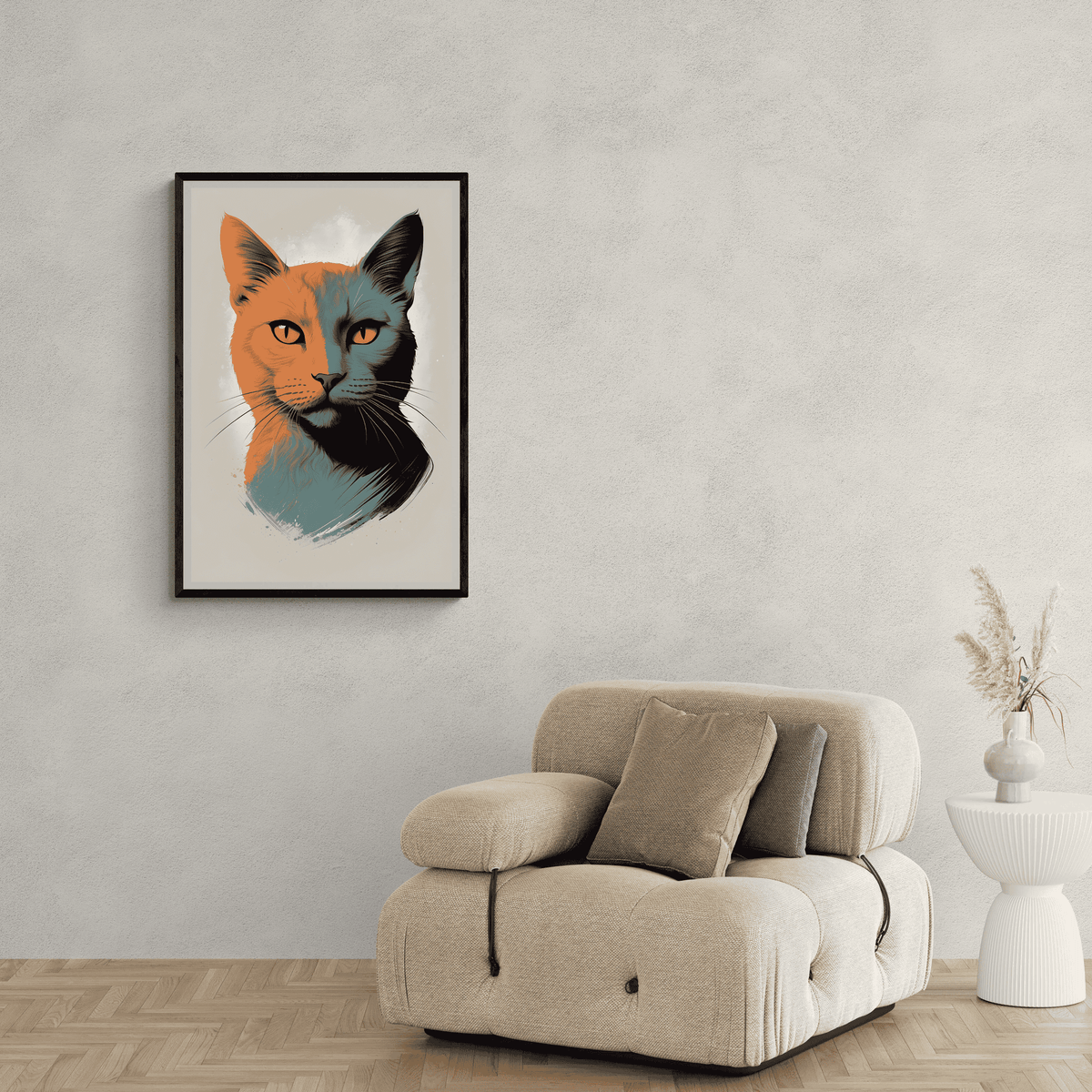 Gato Acuarela en un interior