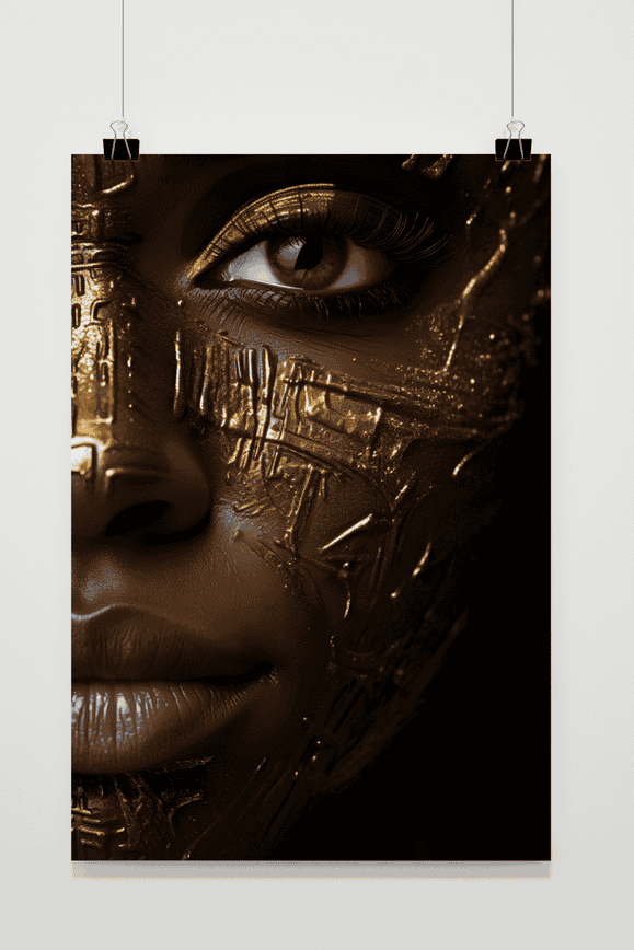 Póster Mujer Rostro Dorado de 25 Artstreet