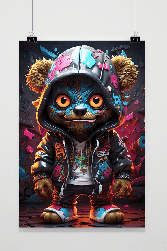 Póster Neon Teddy Cartoon de 25 Artstreet