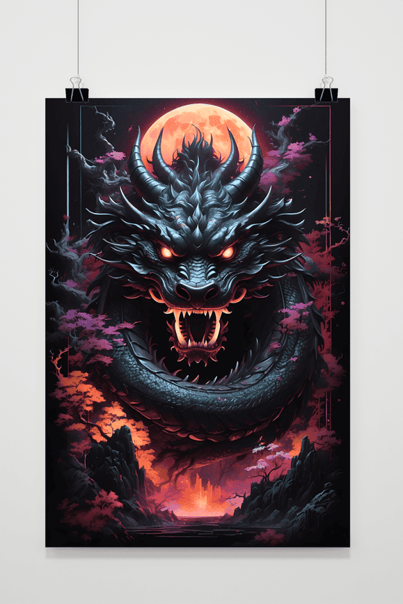 Östlicher Drache Mond Poster