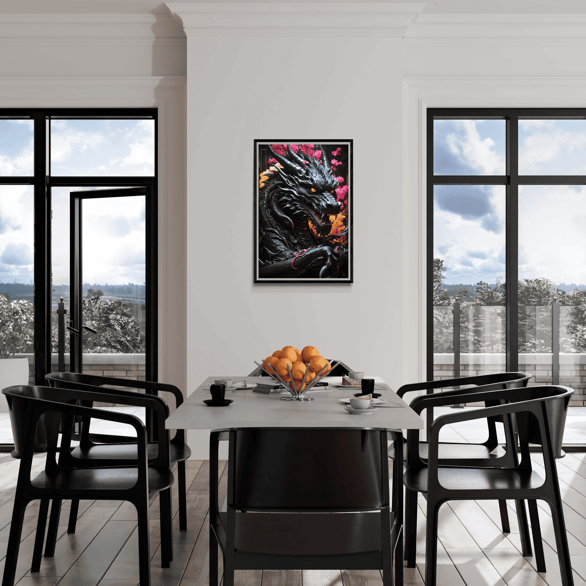Dragón Oriental Follaje en un interior