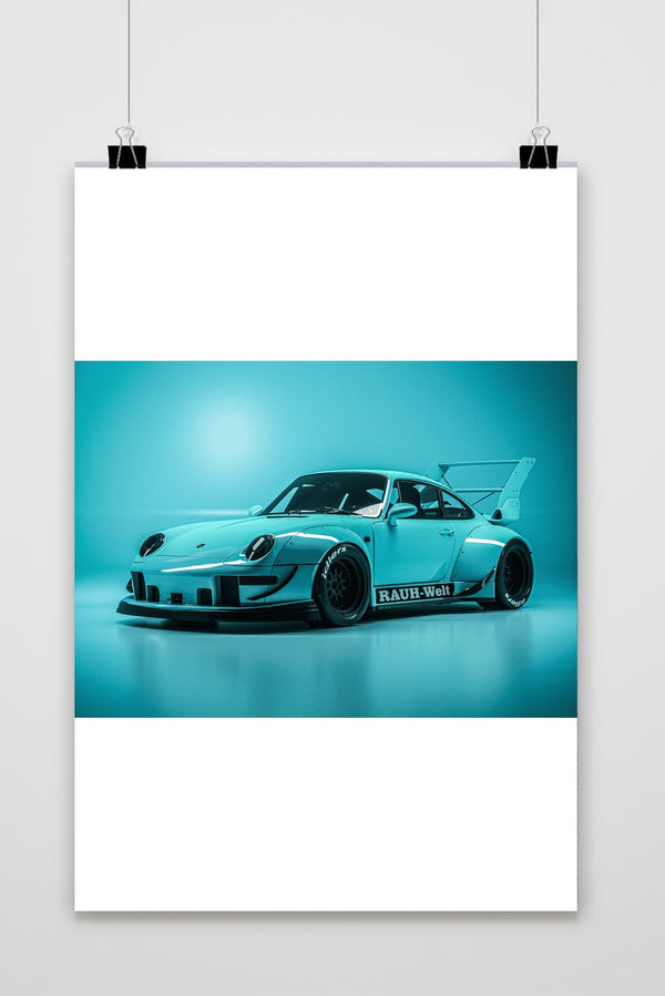 Póster Porsche Cyan