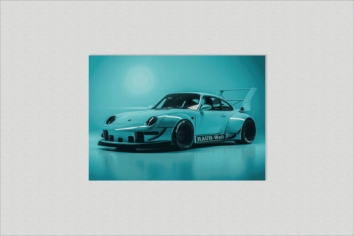 Porsche Cyan en un interior