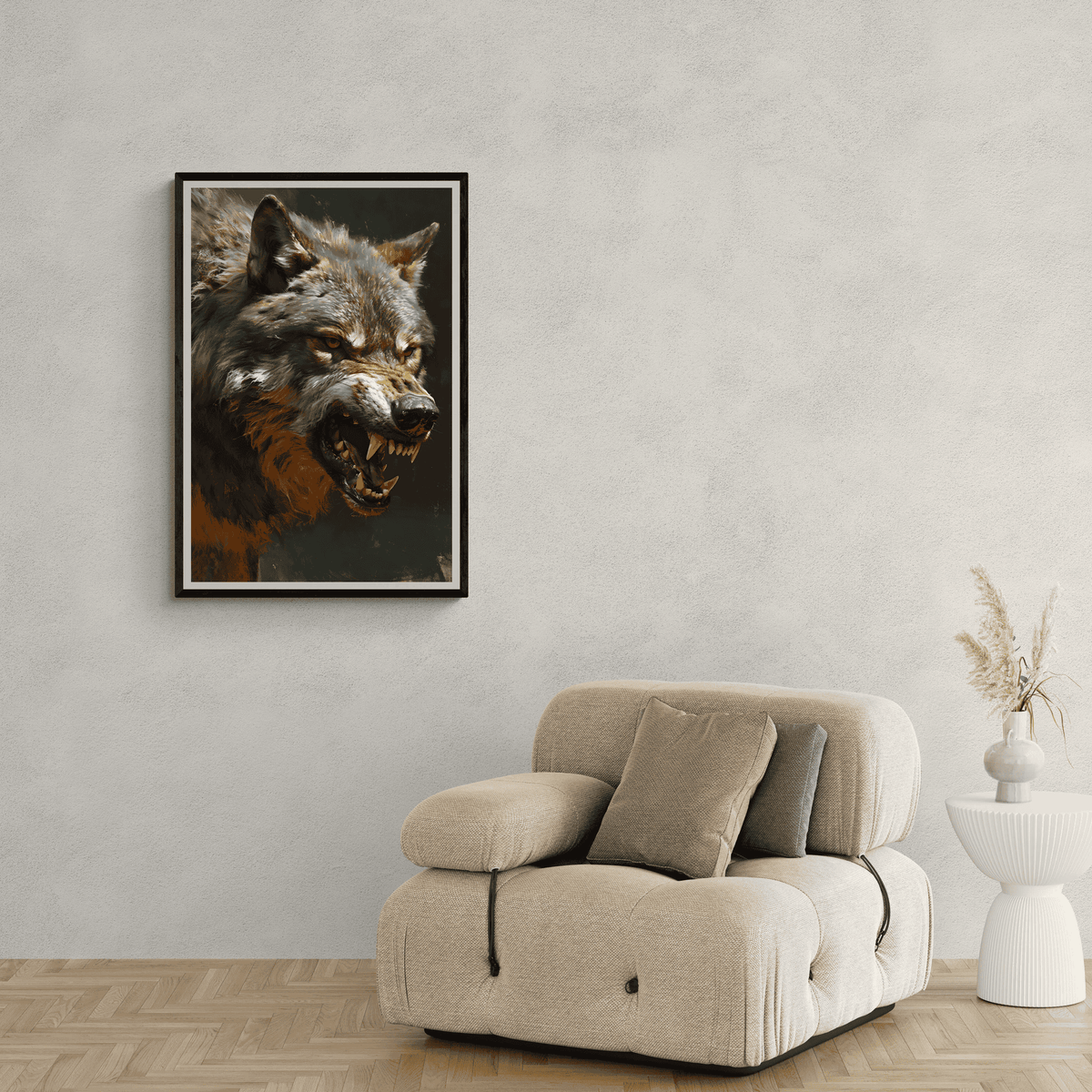 Lobo Furioso en un interior