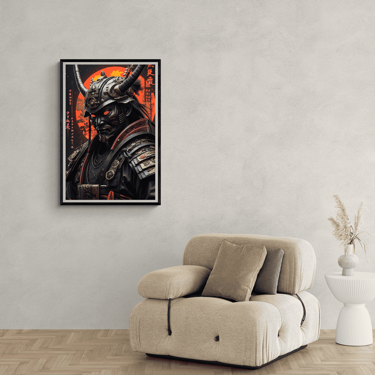 Samurái Oscuro en un interior