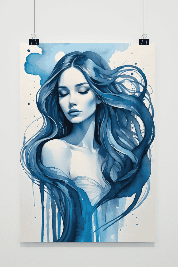 Affiche Femme en Bleu
