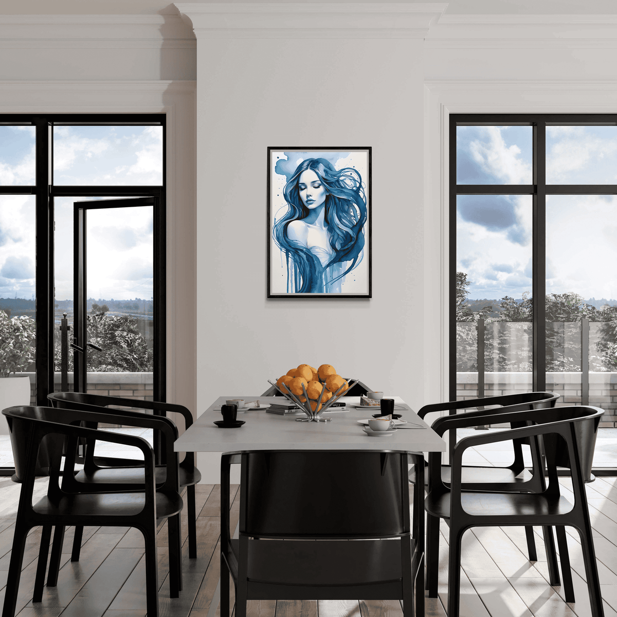 Mujer en Azul en un interior