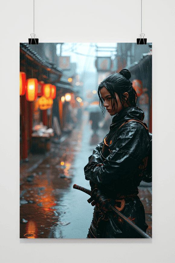 Póster Samurái Femenina de 25 Artstreet