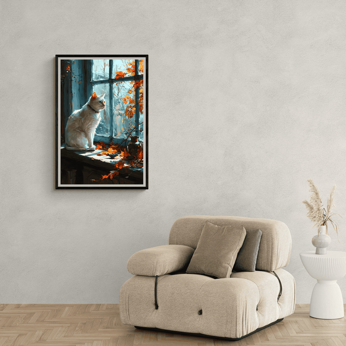 Gato Acuarela en un interior