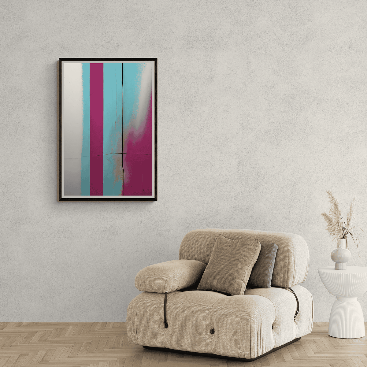 Cyan Magenta en un interior