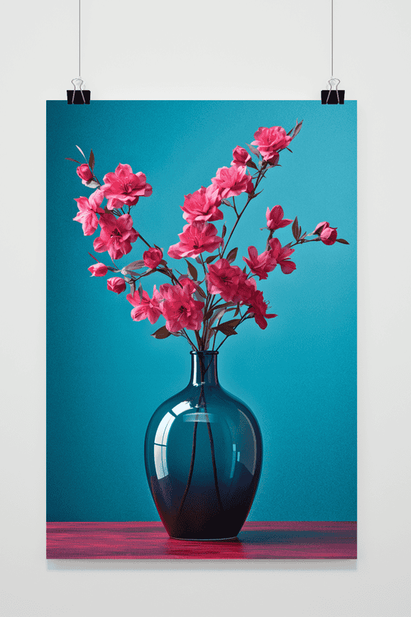 Cyan Magenta Vase Poster