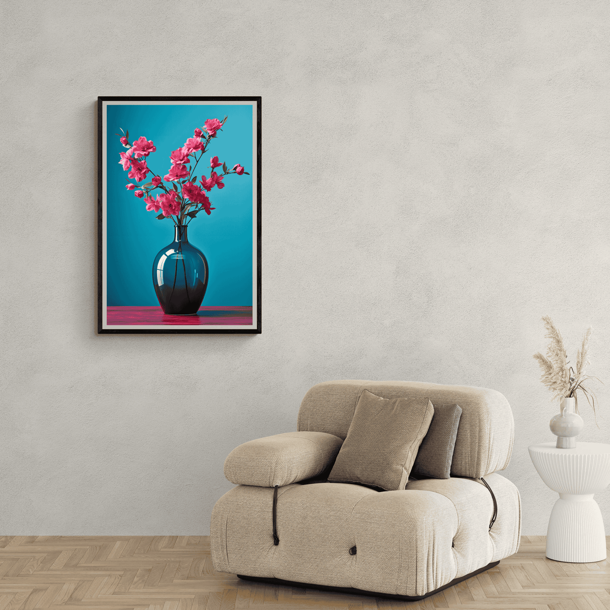 Cyan Magenta Jarrón en un interior