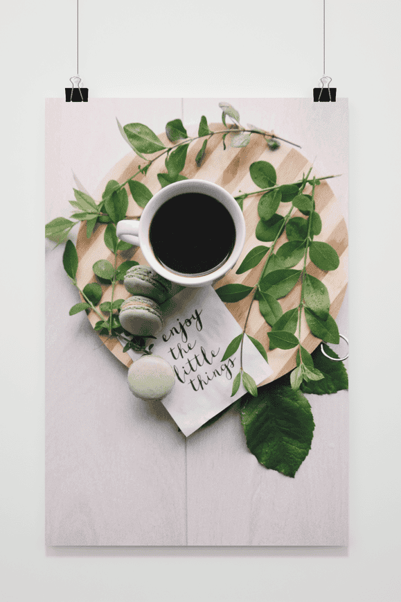 Kaffee mit Macarons Poster