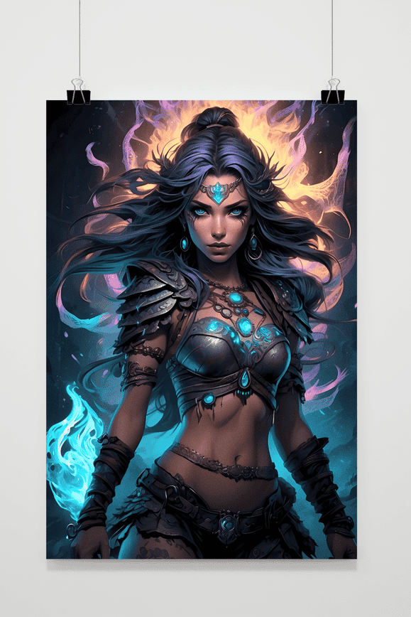 Anime Warrior Vrouw poster