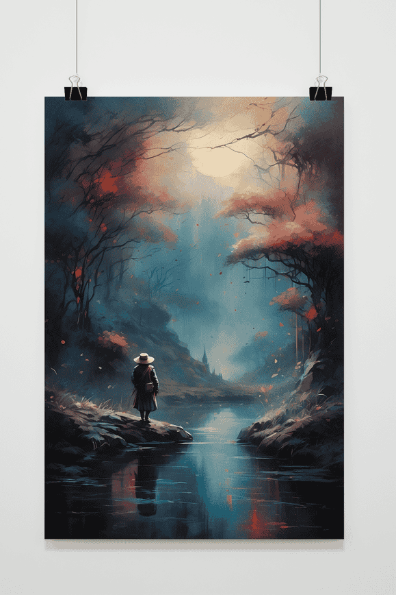 Aquarel Herfst Beek poster