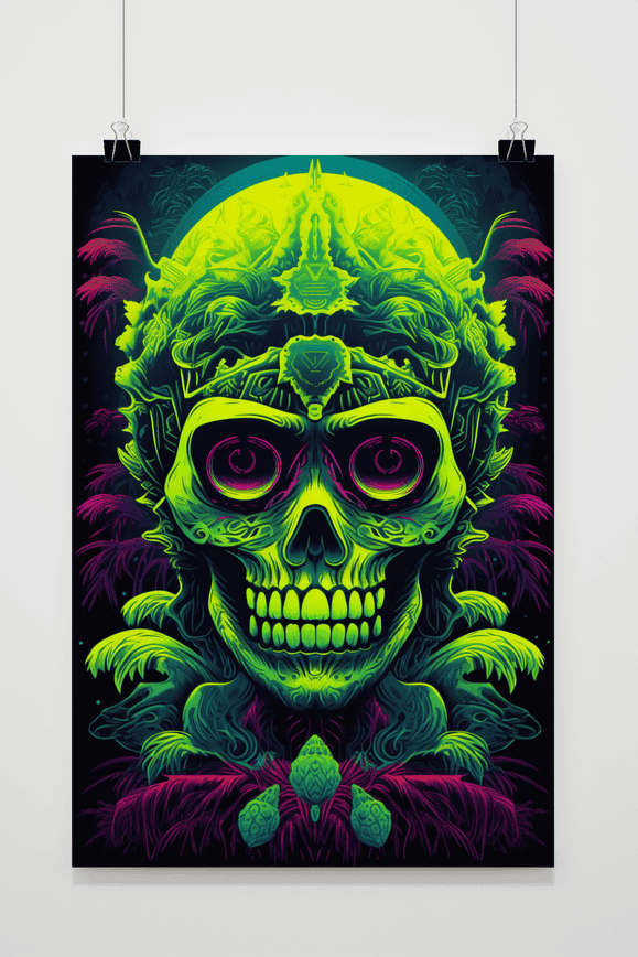 Póster Esqueleto Verde Neón de 25 Artstreet
