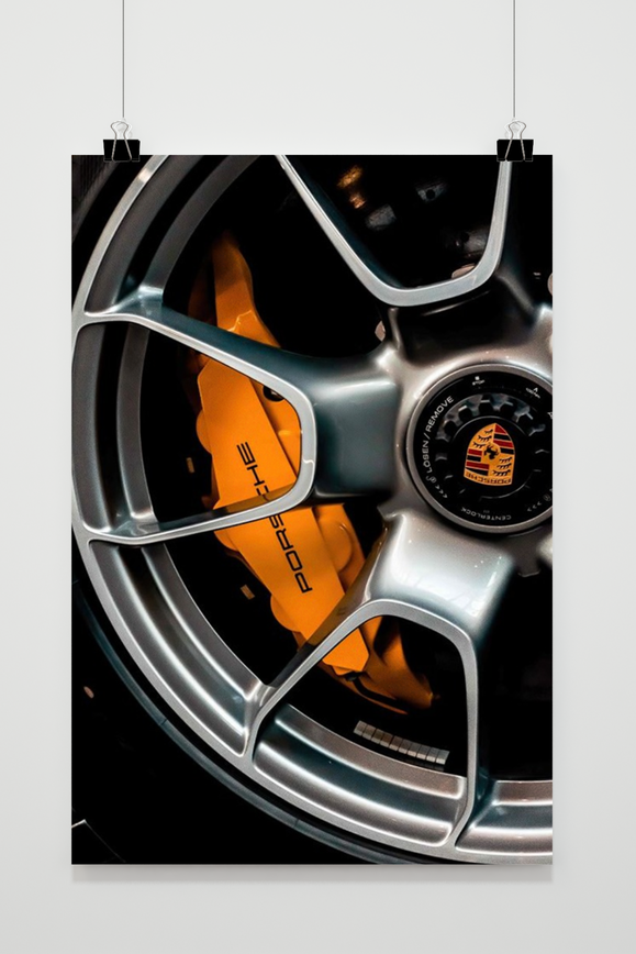 Póster Porsche Disco de Freno Amarillo