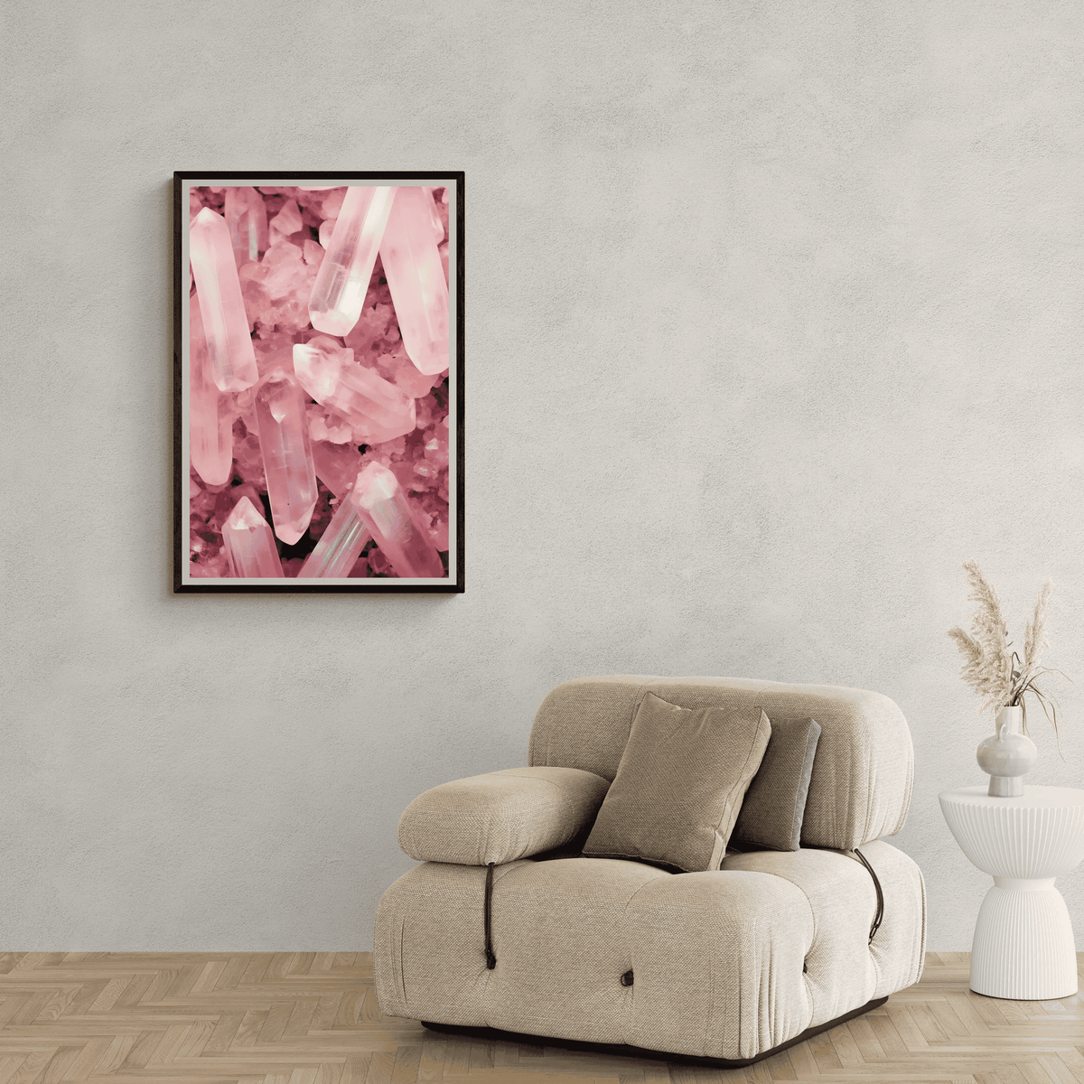 Cristaux Roses dans un intérieur