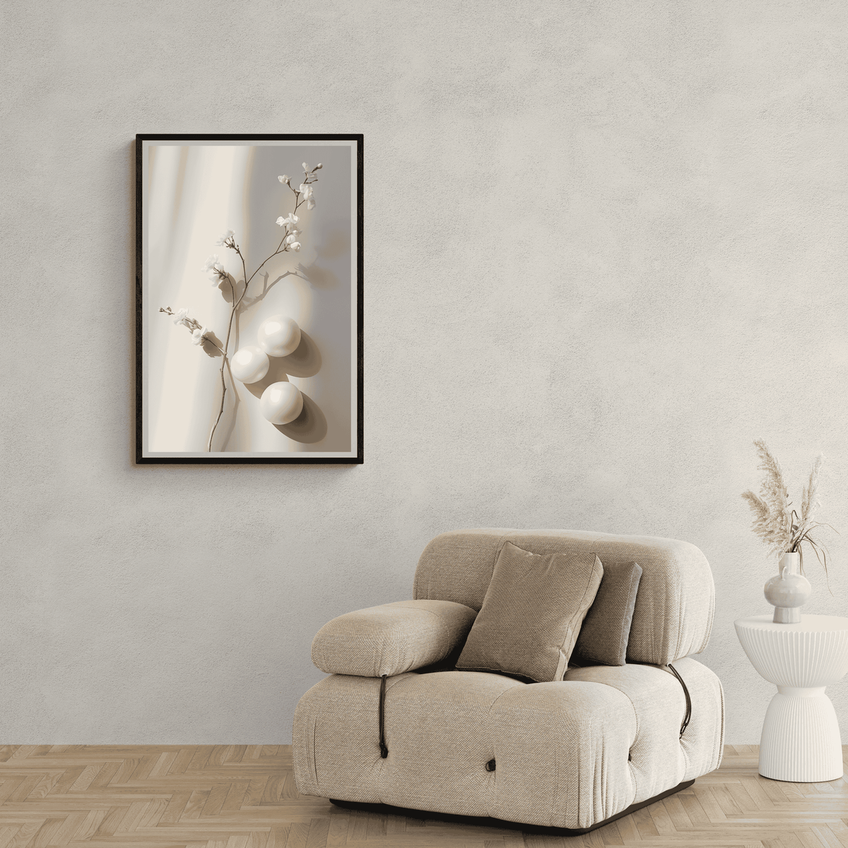 Perlas y Flores en un interior
