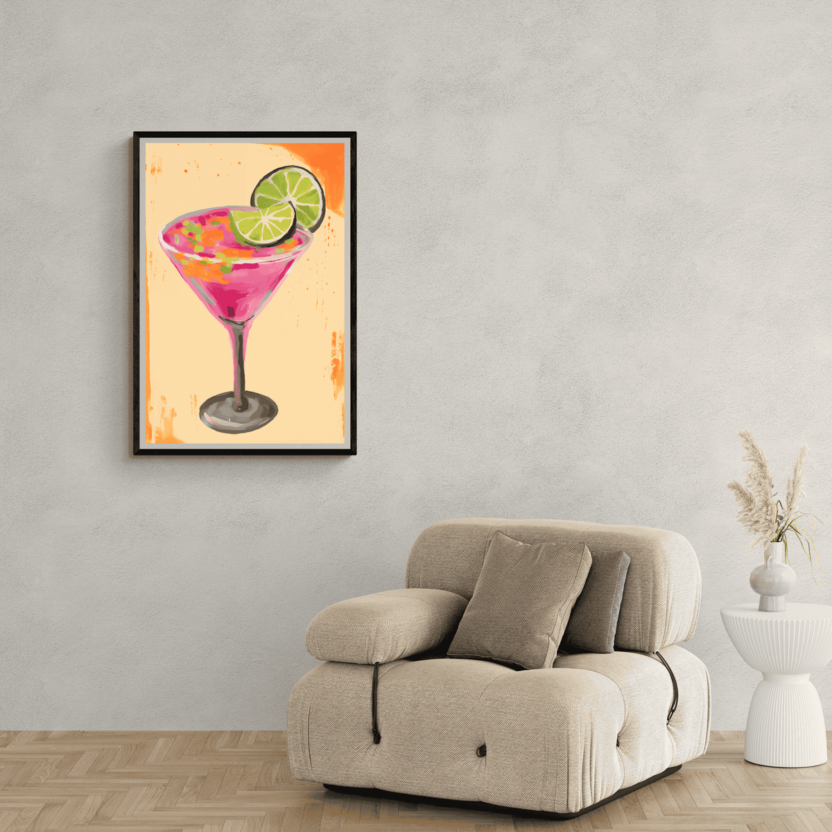 Pink Lady Cocktail en un interior