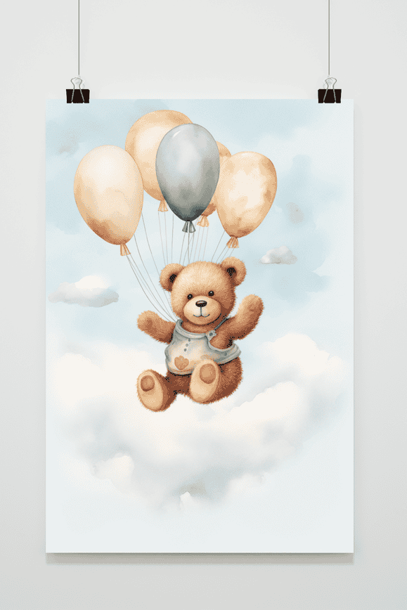 Affiche Ourson Ballons
