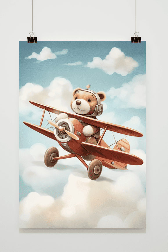 Affiche Ourson Avion