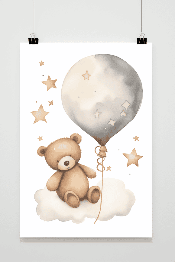 Affiche Ourson Nuage de 25 Artstreet