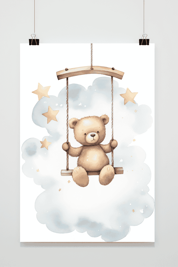 Affiche Ourson Balançoire de 25 Artstreet