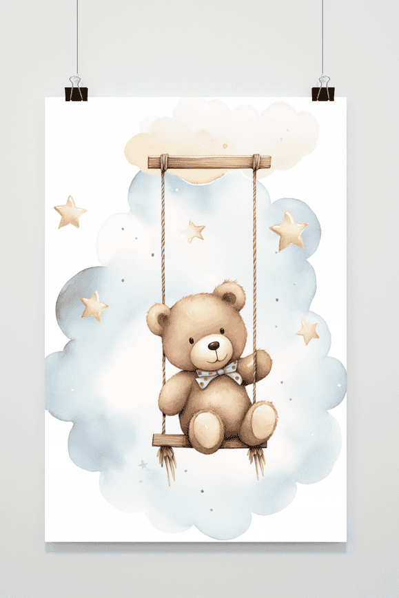 Affiche Ourson Balançoire